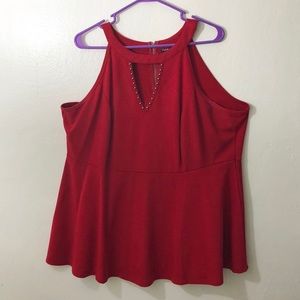 Red peplum top